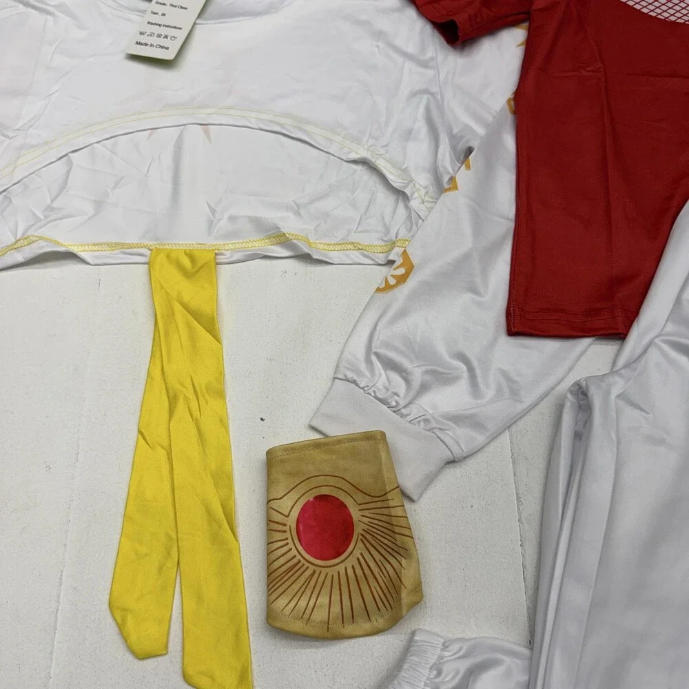 ENQANGE Outfit Set Girls 13-14Y White Red Hoodie T-Shirt Pants 5 Piece Cosplay